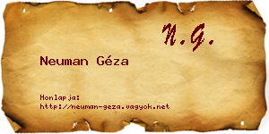 Neuman Géza névjegykártya